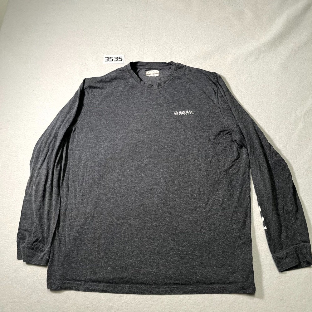 Magellan Outdoors Shirt Mens 2XL Heather Gray‎ Cotton Spellout Logo Crew Neck